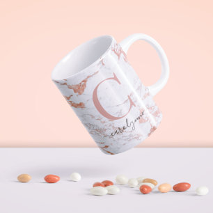 Taza De Café Moda Rosa de moda Relieve metalizado dorado Mármol