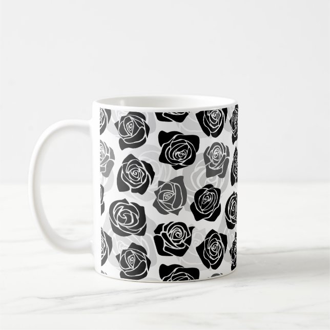Taza De Café Moda Rosas negras y blancas ventilatorias (Izquierda)