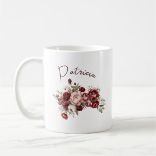 Taza De Café Moda Rubor Burgundy Flowers