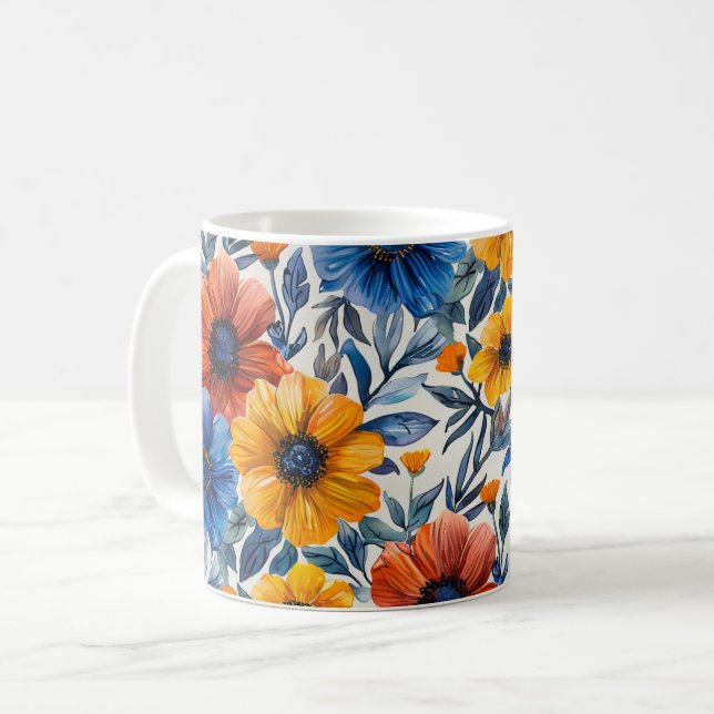 Taza De Café Moda rústica floral patrón retro (Anverso izquierdo)
