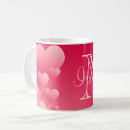 Taza De Café Moda San Valentín Corazones rosados Nombre rojo Mo