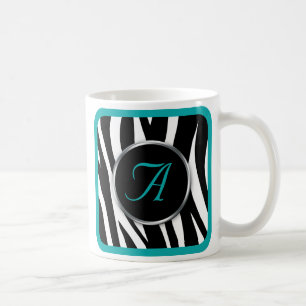 Taza De Café Moda Zebra Imprimir Monograma Verde azulado