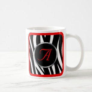 Taza De Café Moda Zebra Print Red Monograma mug