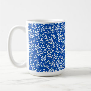 Taza De Café Modalidad floral simple de granja en azul
