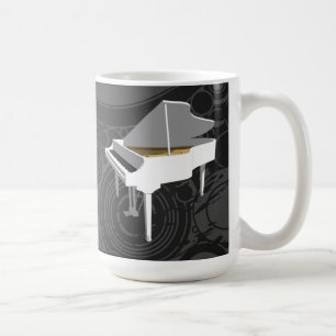 Taza De Café Modelo 3D: Gran piano blanco:Café Mug