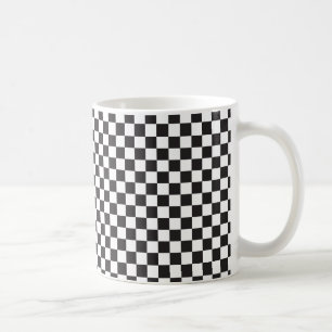 Taza De Café Modelo a cuadros blanco y negro