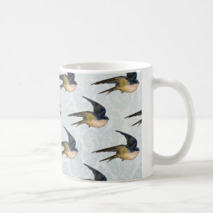 Taza De Café Modelo azul de los pájaros del trago del vintage