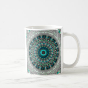 Taza De Café Modelo azul del caleidoscopio de la mandala de la