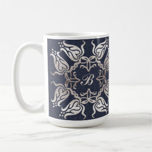 Taza De Café modelo azul floral del estilo barroco