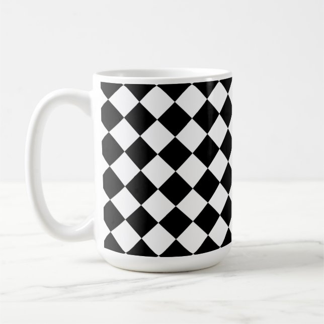 Taza De Café Modelo blanco negro del control del diamante (Izquierda)