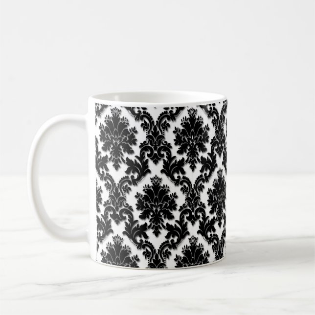 Taza De Café Modelo blanco y negro hermoso del damasco (Izquierda)