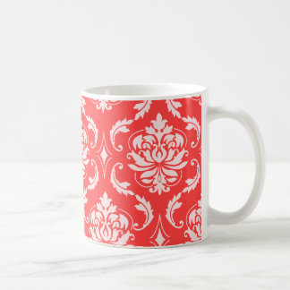 Taza De Café Modelo clásico rojo coralino del damasco