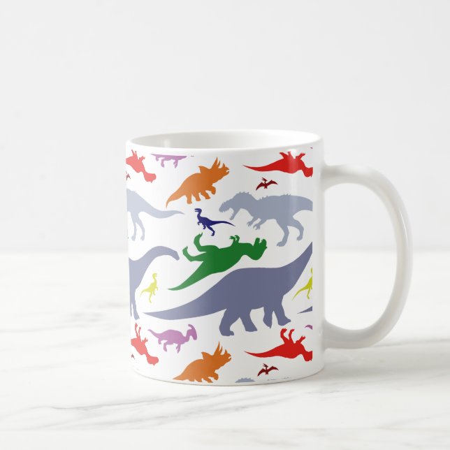Taza De Café Modelo colorido del dinosaurio (luz) (Derecha)