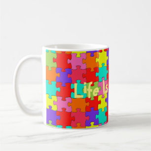 Taza De Café Modelo colorido del rompecabezas