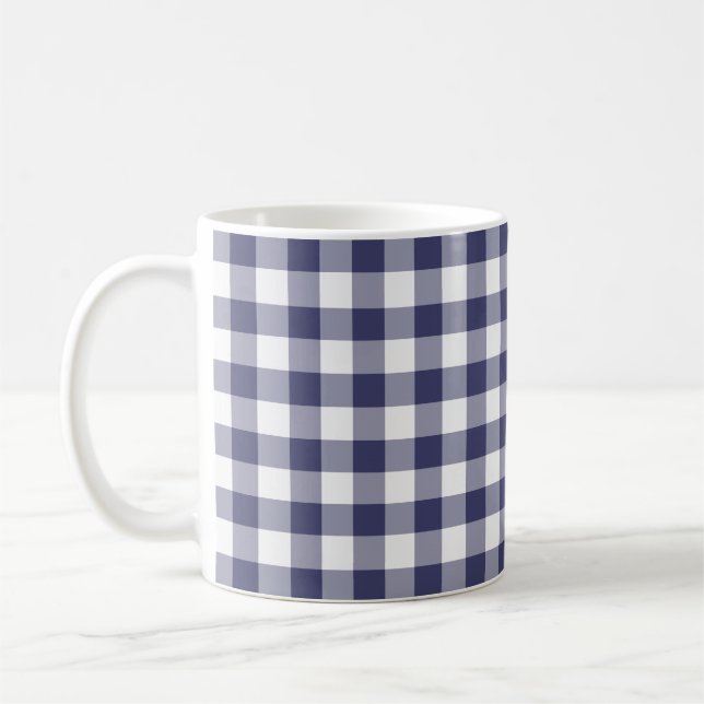 Taza De Café Modelo comprobado guinga de los azules marinos y (Izquierda)