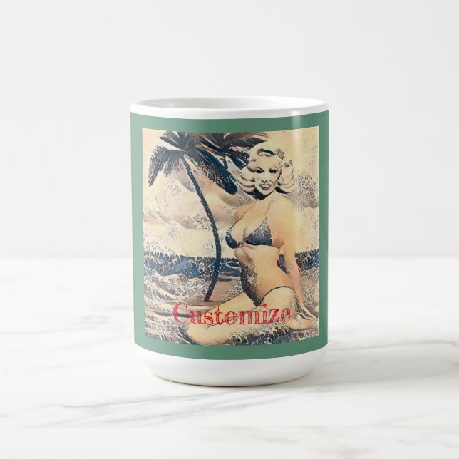 Taza De Café Modelo de bikini rubio de rodilla Thunder_Cove (Centro)