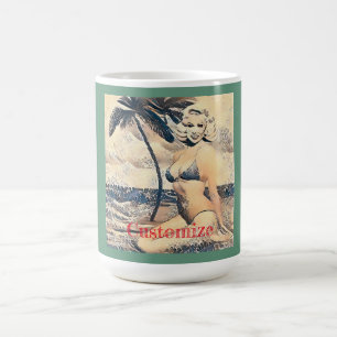 Taza De Café Modelo de bikini rubio de rodilla Thunder_Cove