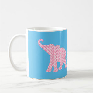 Taza De Café Modelo de elefante rosa feliz moderno