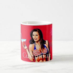 Taza De Café Modelo de fitness bikini patriótico Thunder_Cove