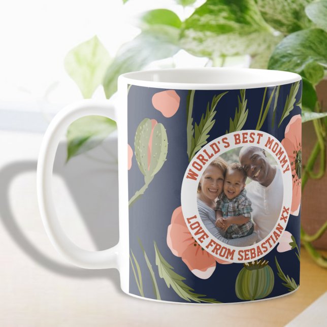 Taza De Café Modelo de flor de plantilla de fotografía personal (Subido por el creador)
