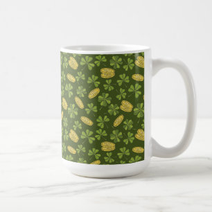 Taza De Café Modelo de la moneda de la hoja y de oro del trébo