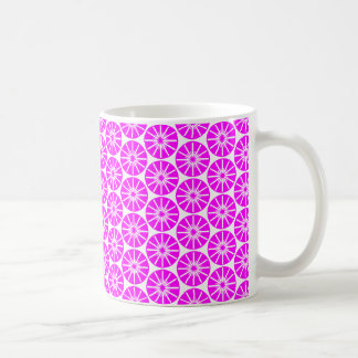 Taza De Café Modelo de la rueda de estrella - magenta en blanco