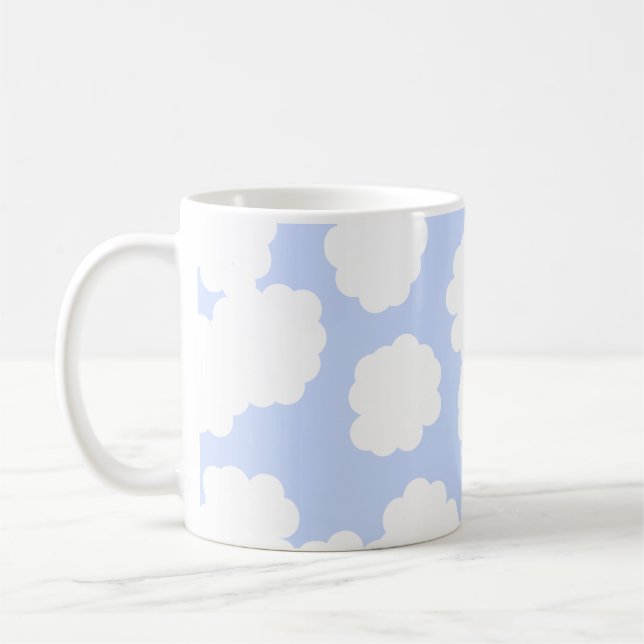 Taza De Café Modelo de las nubes del blanco y del azul de cielo (Izquierda)