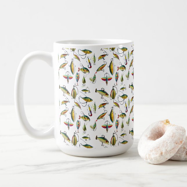 Taza De Café Modelo De Lote De Lures De Pesca (Con donut)