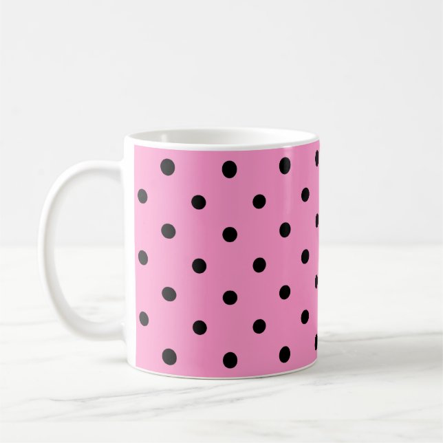 Taza De Café Modelo de lunar rosado y negro (Izquierda)