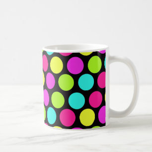 Taza De Café Modelo de lunares de neón de la diversión colorida