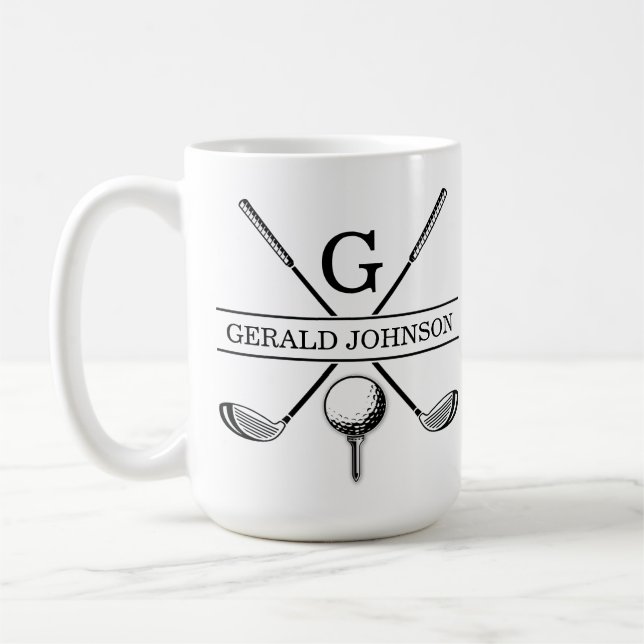 Taza De Café Modelo de monograma de diseño de golf de dos tonos (Izquierda)