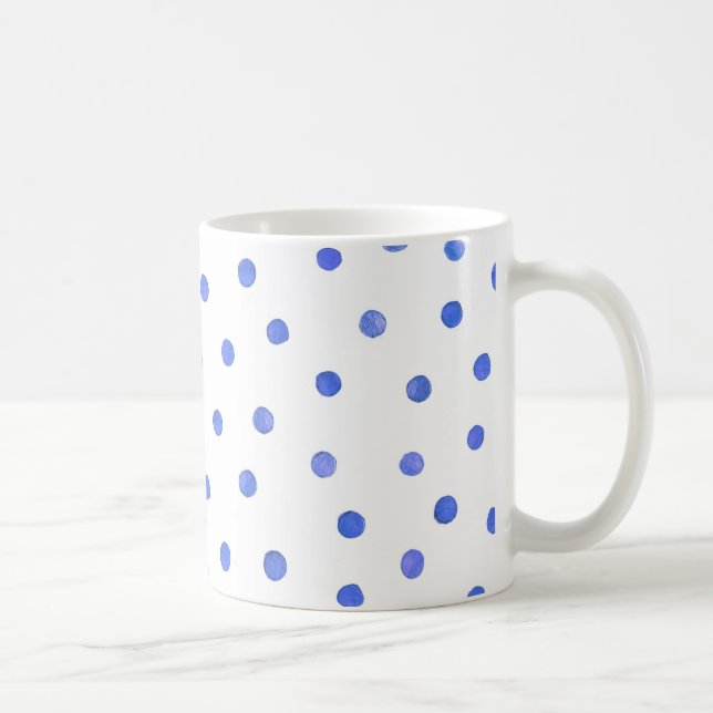 Taza De Café Modelo de puntos azul y blanco del confeti (Derecha)