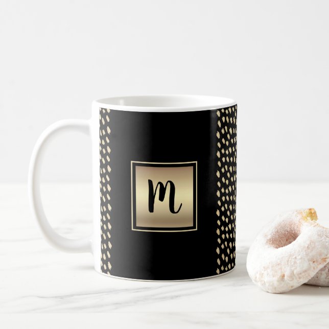 Taza De Café Modelo de Relieve metalizado de oro negro guión en (Con donut)
