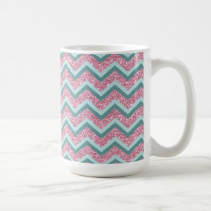 Taza De Café Modelo de zigzag rosado del purpurina
