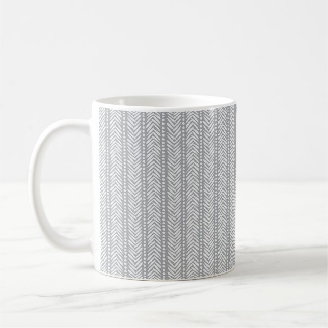 Taza De Café Modelo dibujado mano gris de Chevron (Izquierda)