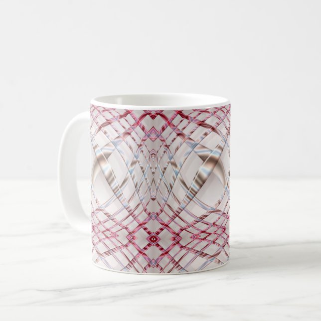 Taza De Café modelo dinámico ondulado irregular rosado (Anverso izquierdo)
