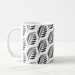 Taza De Café Modelo elegante de la hoja en blanco y negro