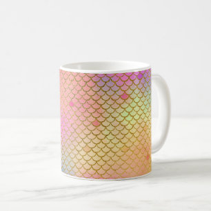 Taza De Café Modelo en colores pastel colorido de la sirena de