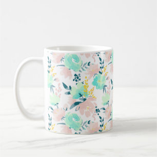 Taza De Café Modelo floral de la acuarela