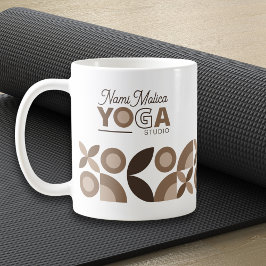 Taza De Café Modelo geométrico moderno Beige Brown Yoga Studio