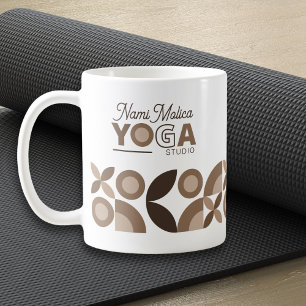 Taza De Café Modelo geométrico moderno Beige Brown Yoga Studio