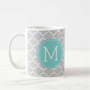 Taza De Café Modelo gris de Marruecos Quatrefoil con el