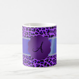 Taza De Café Modelo púrpura del leopardo del monograma