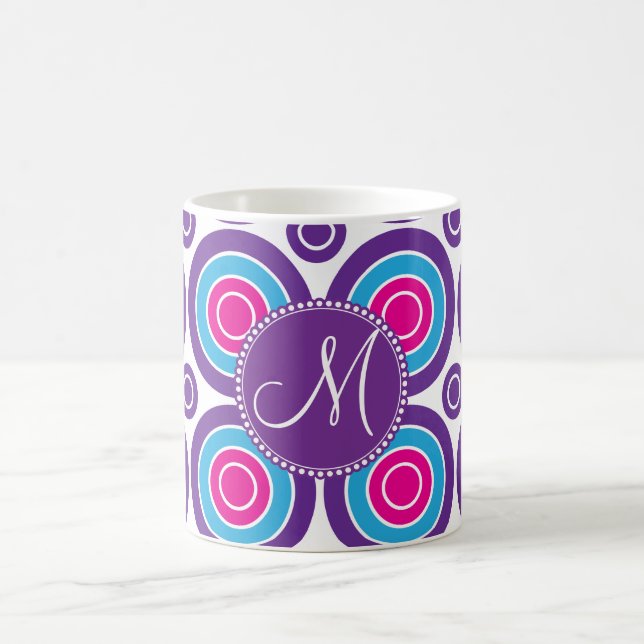 Taza De Café Modelo púrpura personalizado del círculo del rosa (Centro)