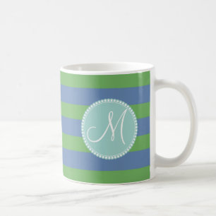 Taza De Café Modelo rayado del bígaro verde inicial del