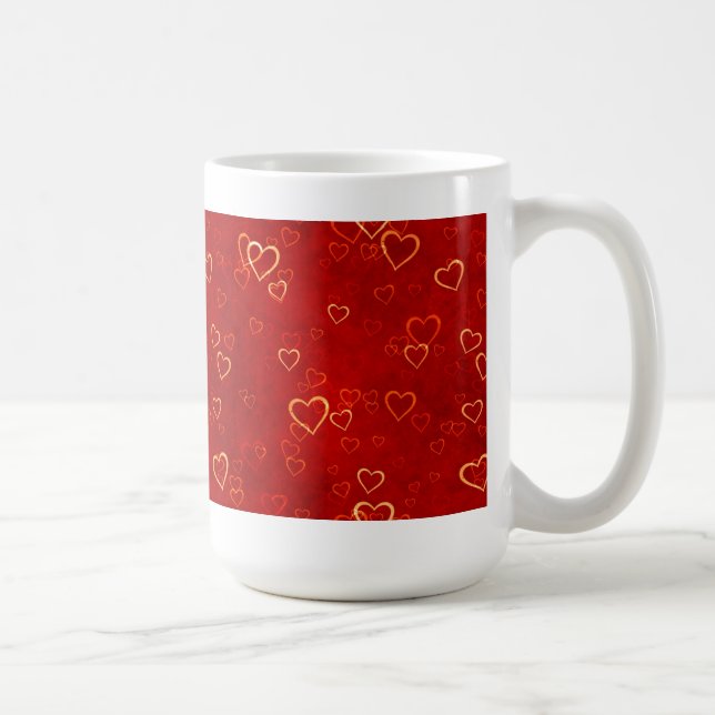Taza De Café modelo rojo de los corazones (Derecha)