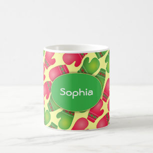 Taza De Café Modelo rojo y verde lindo de las manoplas