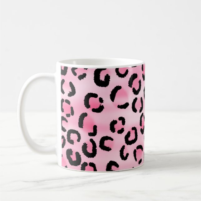 Taza De Café Modelo rosado del estampado leopardo (Izquierda)