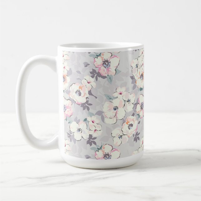 Taza De Café Modelo rosado suave de la acuarela (Izquierda)