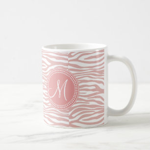 Taza De Café Modelo rosado y blanco de la cebra